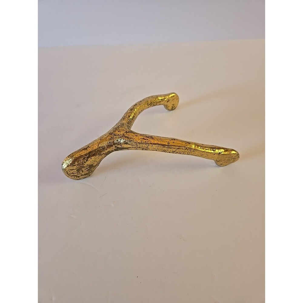 Vintage Style Gold Decorative Wishbone Oversized 6.75" Resin Accent Holiday